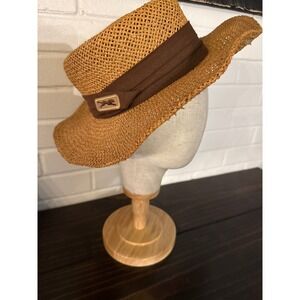 Straw Fedora Hat Womens Brown Band Accented Summer Spring‎ Derby Beach